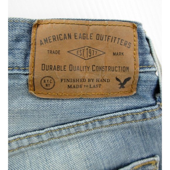 American Eagle Jeans 31X30 Straight Slim Ripped Raw Hem Ripped Grunge - Picture 6 of 9